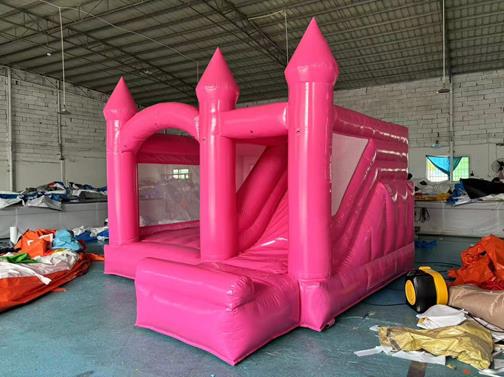 Pink bouncy castle inflatable slide bouncy castle