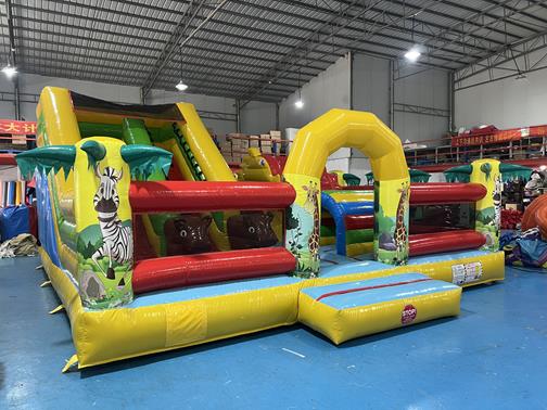 Inflatable playhouse - Yellow safari inflatable slide bouncy castle