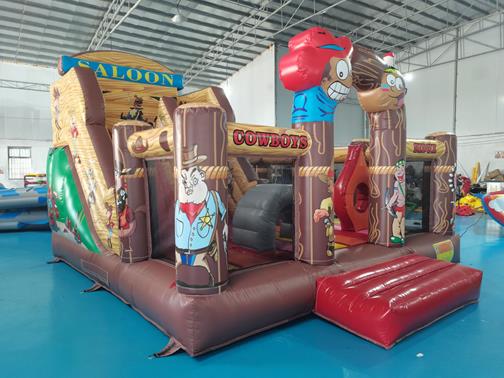Western - Cowboy - Wild West - Inflatable bouncer COMBO inflatable slide bouncy castle