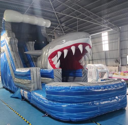 Inflatable slide with pool - Shark inflatable slide bouncy castle