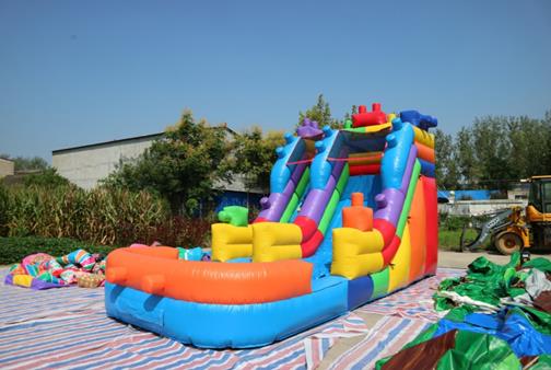 Inflatable slide with pool - Bricks inflatable slide bouncy castle