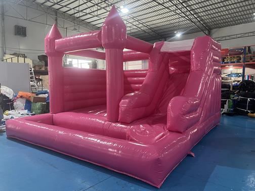 Bouncy pink castle with a pool inflatable slide bouncy castle