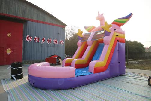 Unicorn inflatable slide with pool inflatable slide bouncy castle