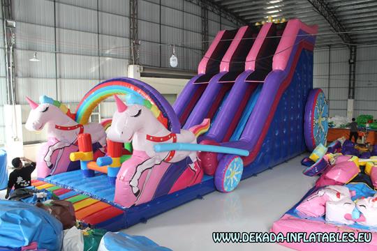 Unicorn inflatable slide inflatable slide bouncy castle