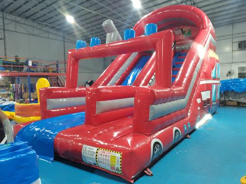 Firetruck inflatable slide - Firefighter inflatable slide bouncy castle