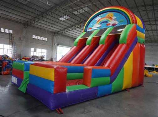 Large rainbow inflatable slide inflatable slide bouncy castle