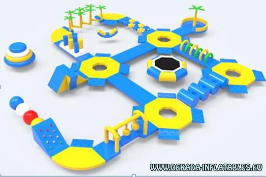 Floating inflatable waterpark 02 inflatable slide bouncy castle