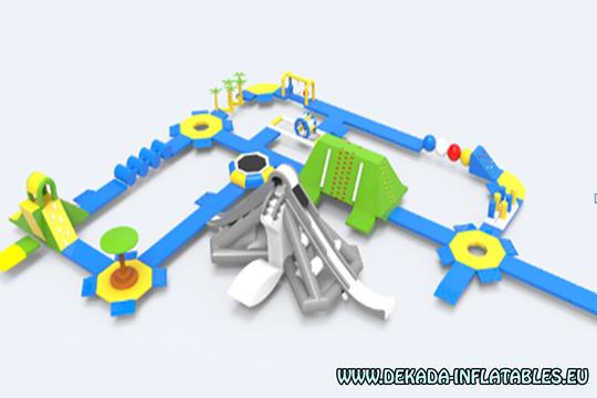 Floating inflatable waterpark 10 inflatable slide bouncy castle